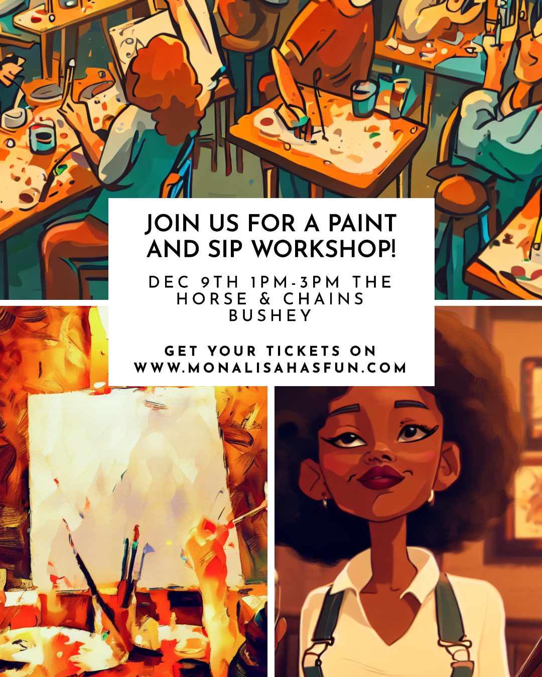 Saturday December 9th Bushey Paint and Sip Workshop
